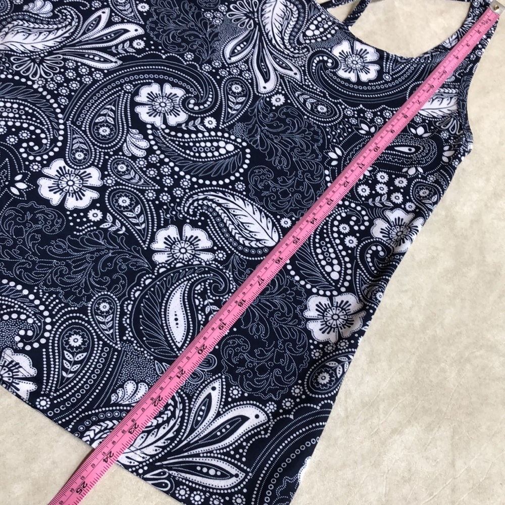 Old Navy Go-Dry Active Paisley Navy Blue with White Print Tank Size S/P - Picture 5 of 6